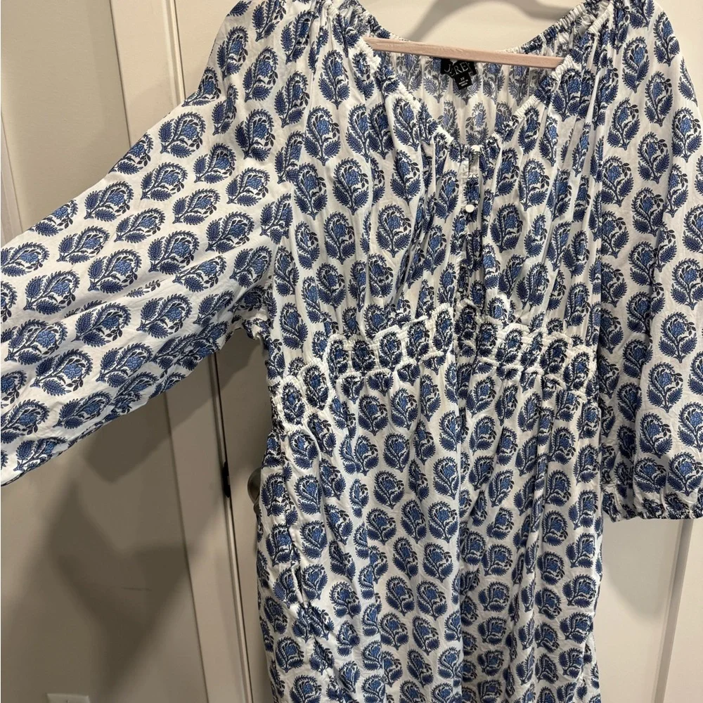 J. Crew Long Sleeve Dress in Blue and White Paisley EUC - Picture 4 of 6